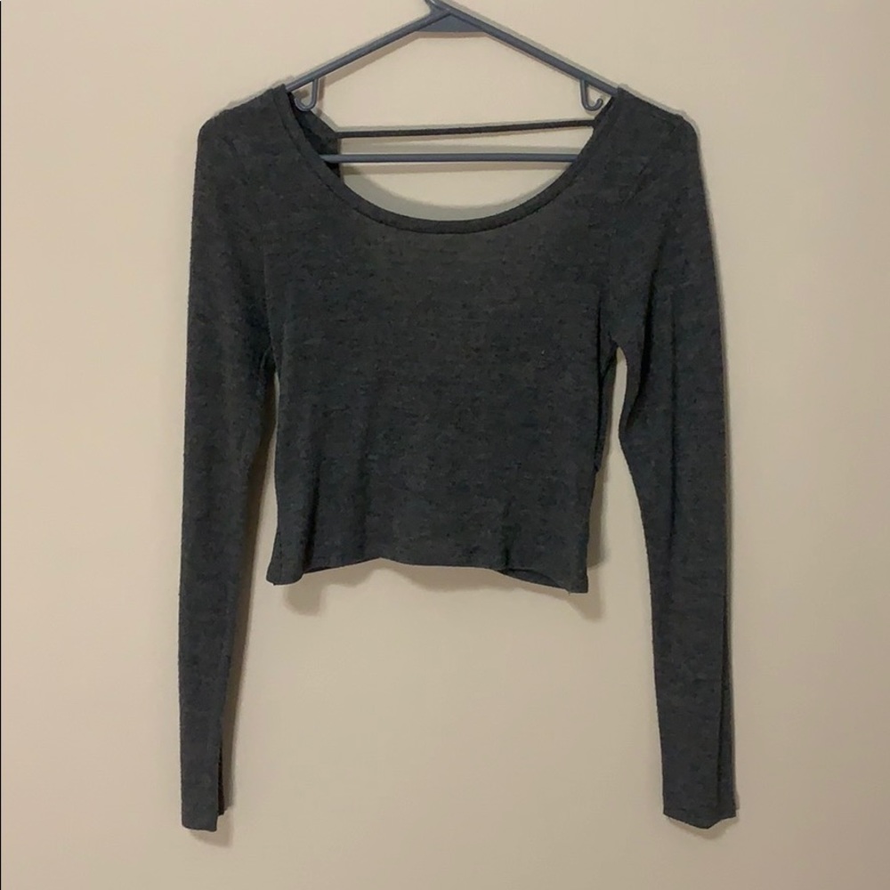 Grey aerie long sleeve sweater crop top